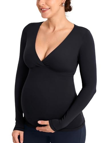 MOMANDA Maternity Nursing Tops Long Sleeve for Breastfeeding Crossover Pregnancy Nursing Shirts S... | Amazon (US)