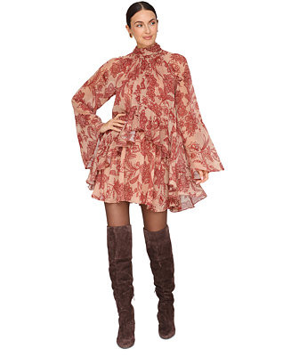 Women's Mock Neck Tiered Ruffle Mini Dress | Macy's