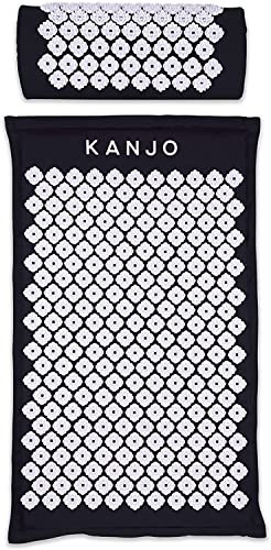 Kanjo Acupressure Mat and Pillow Set for Back Pain Relief & Neck Pain Relief, with Pressure Points for Muscle Pain Relief with Travel Bag - Black | Amazon (US)