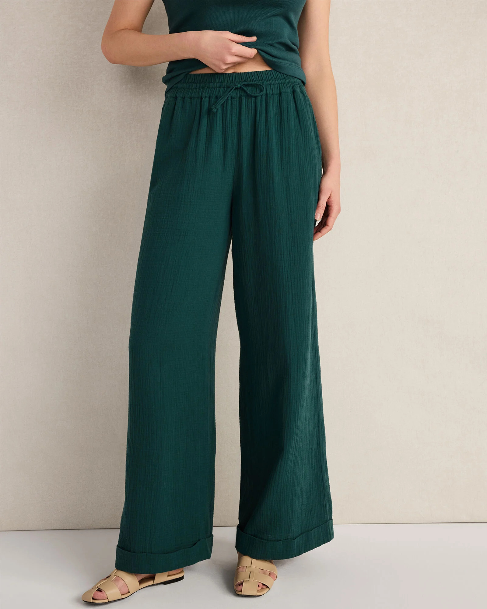 Organic Cotton Gauze Drawstring Pants | Talbots