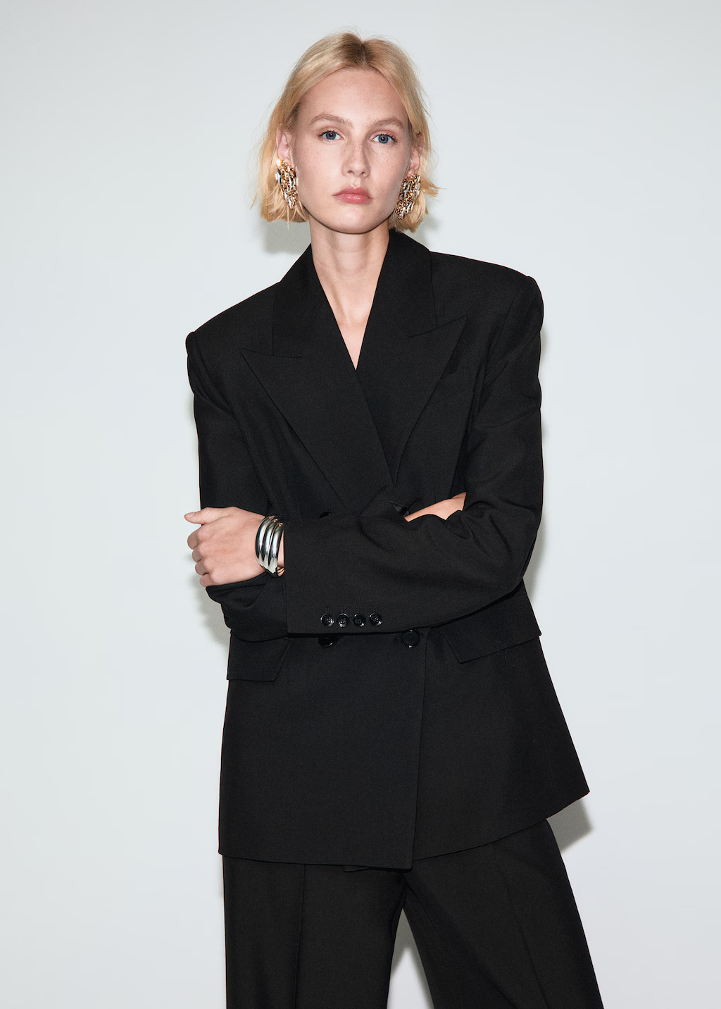 Double-breasted wool blend blazer | MANGO (UK)