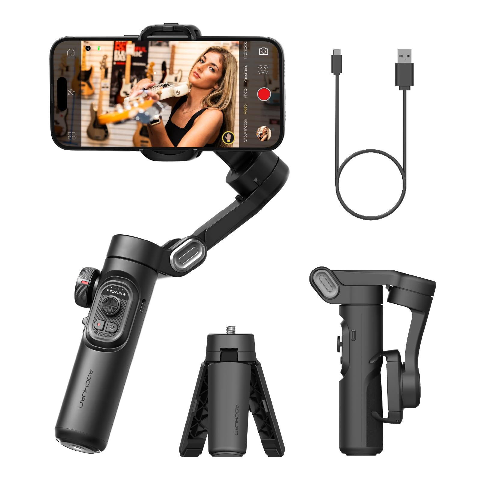 AOCHUAN Phone Gimbal Stabilizer 3-Axis Smartphone Foldable Handheld Gimbal for iPhone with Focus ... | Amazon (US)
