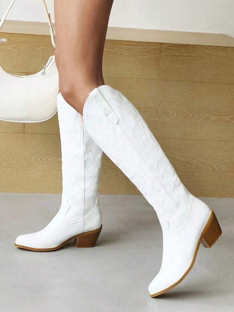 New
     
      Women Minimalist Western Boots, Chunky Heeled Fashion Boots | SHEIN