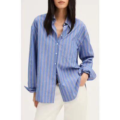 Madewell Stripe Button-Up Shirt in Atlas Blue Stripe at Nordstrom, Size Medium | Nordstrom