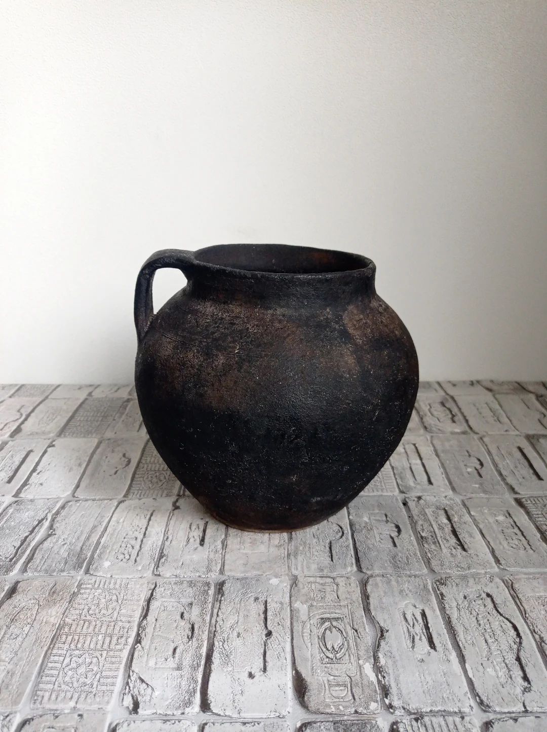 Vintage black clay pot, Wabi Sabi pottery, Rustic vase, Old clay pot, Primitive pot | Etsy (US)