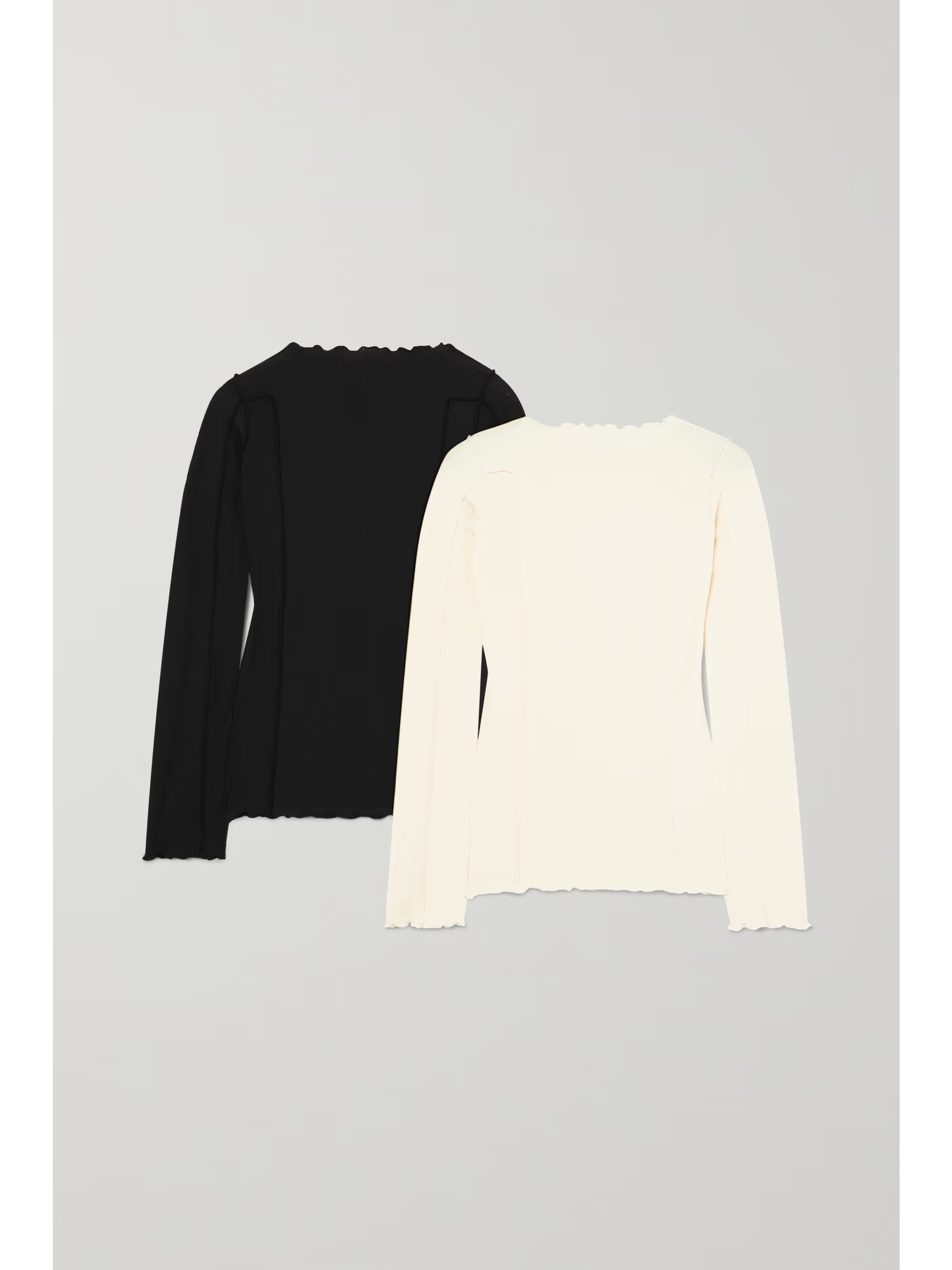 Black + NET SUSTAIN Omato set of two ribbed stretch organic cotton tops | BASERANGE | NET-A-PORTE... | NET-A-PORTER (US)