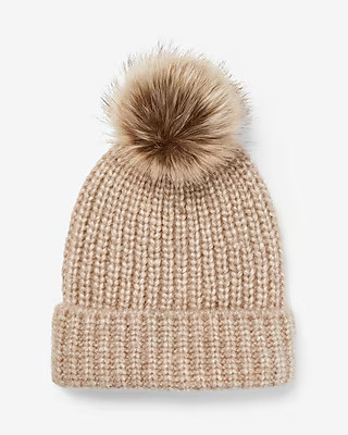Ribbed Knit Pom Beanie | Express