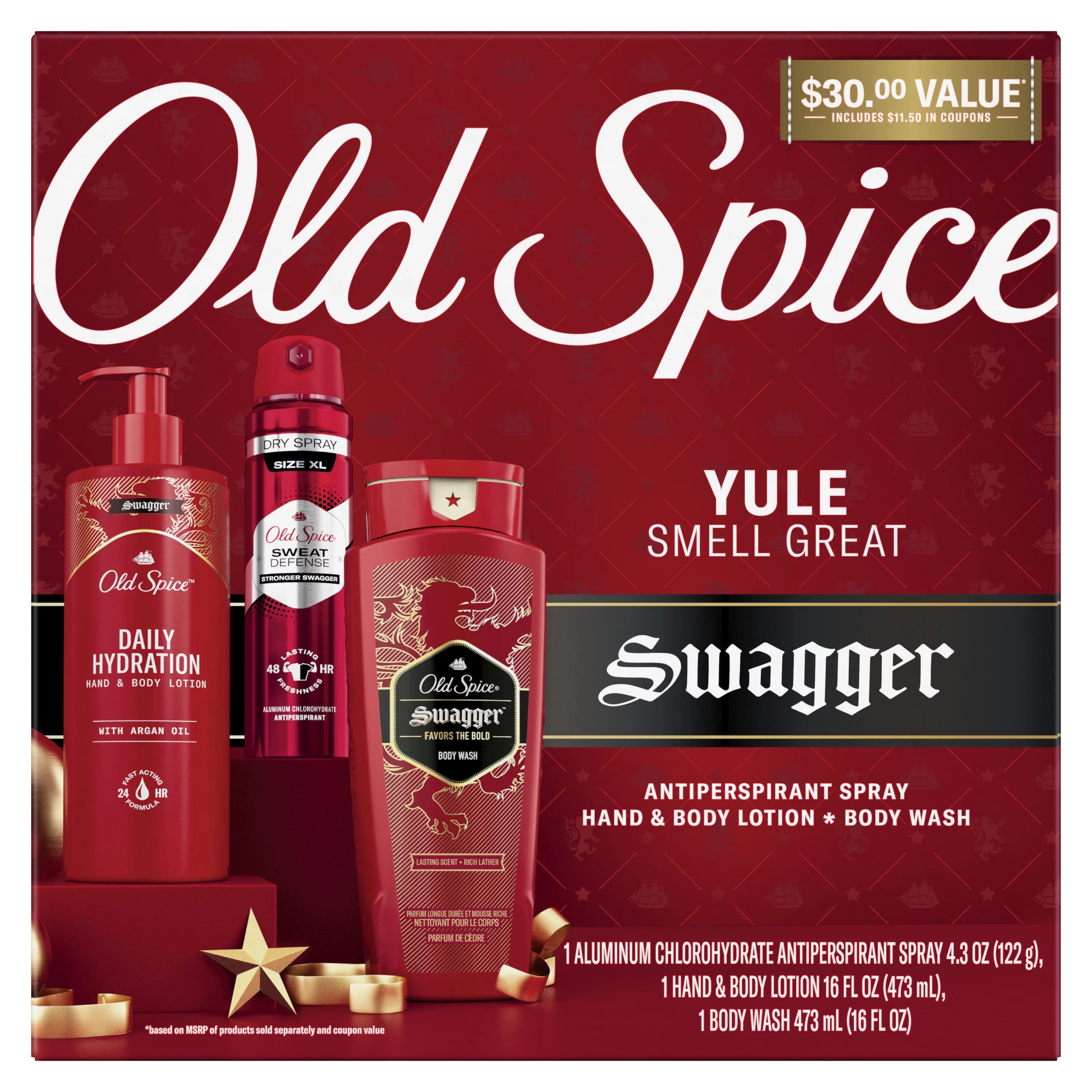 ($30 Value) Old Spice Swagger Premium Holiday Gift Pack includes Antiperspirant Spray, Hand and B... | Walmart (US)