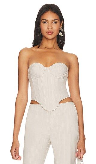 Amira Corset Top in Gray & White | Revolve Clothing (Global)