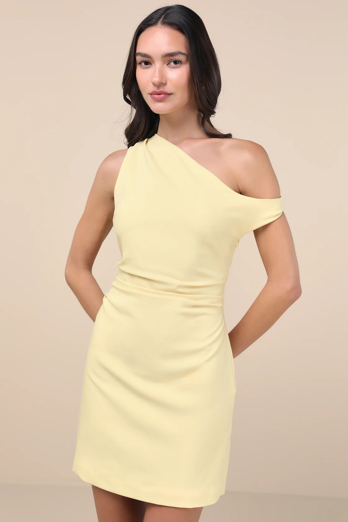 Nellie Light Yellow Off-the-Shoulder Mini Dress | Lulus