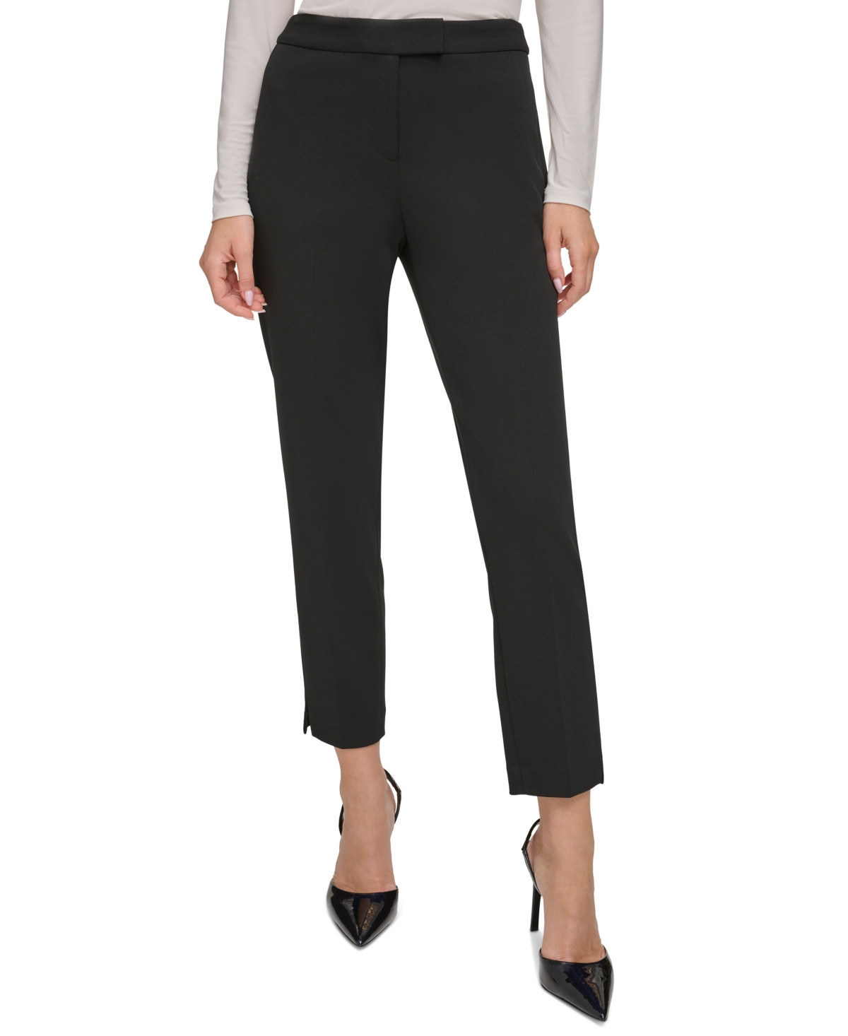Dkny Essential Slim Leg Ankle Pants - Black | Macy's