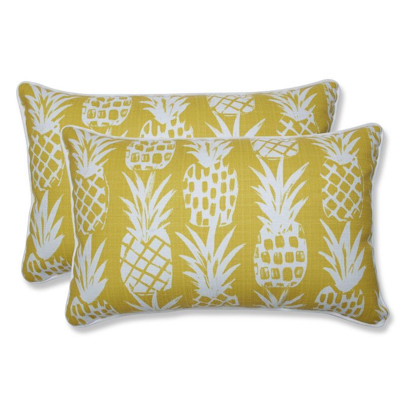 2pk Pineapple Rectangular Throw Pillows Yellow - Pillow Perfect | Target