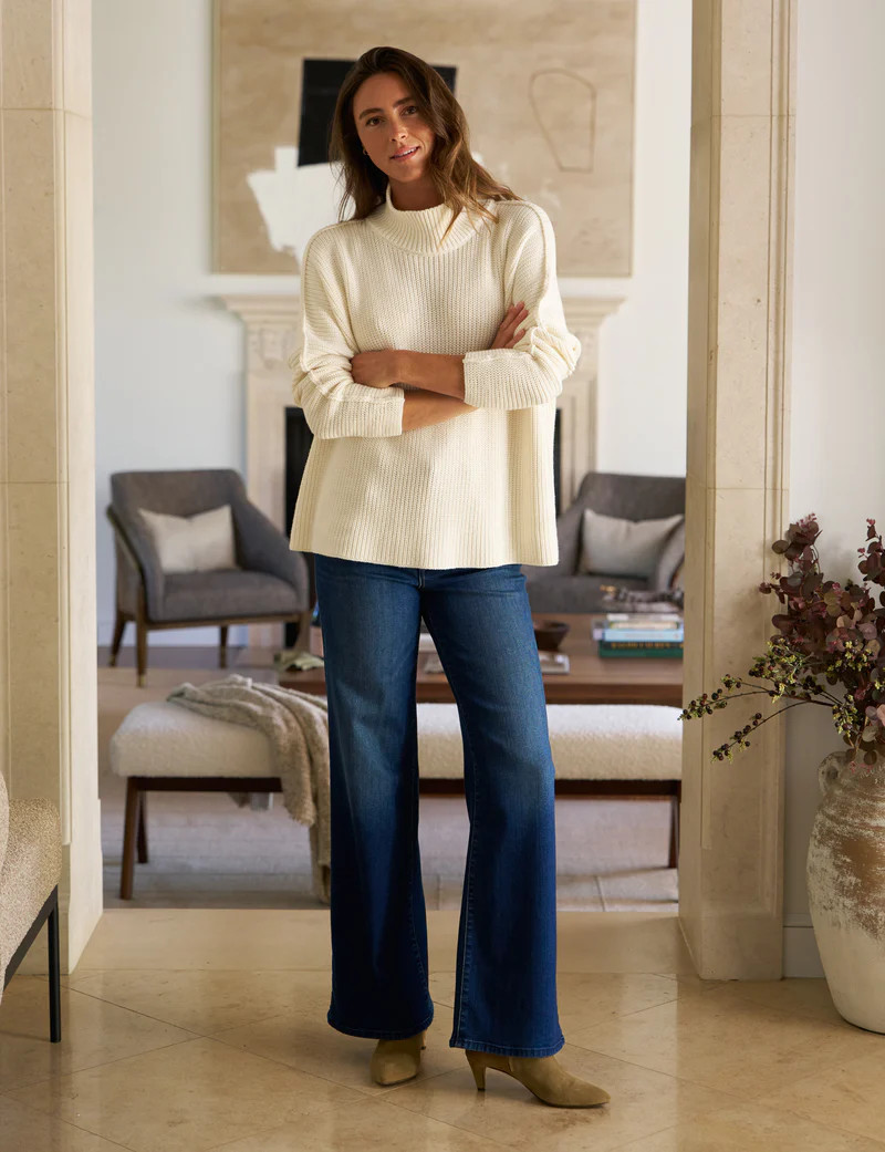 MONTECITO TURTLENECK Ivory, Pure Italian Cotton | Frank & Eileen