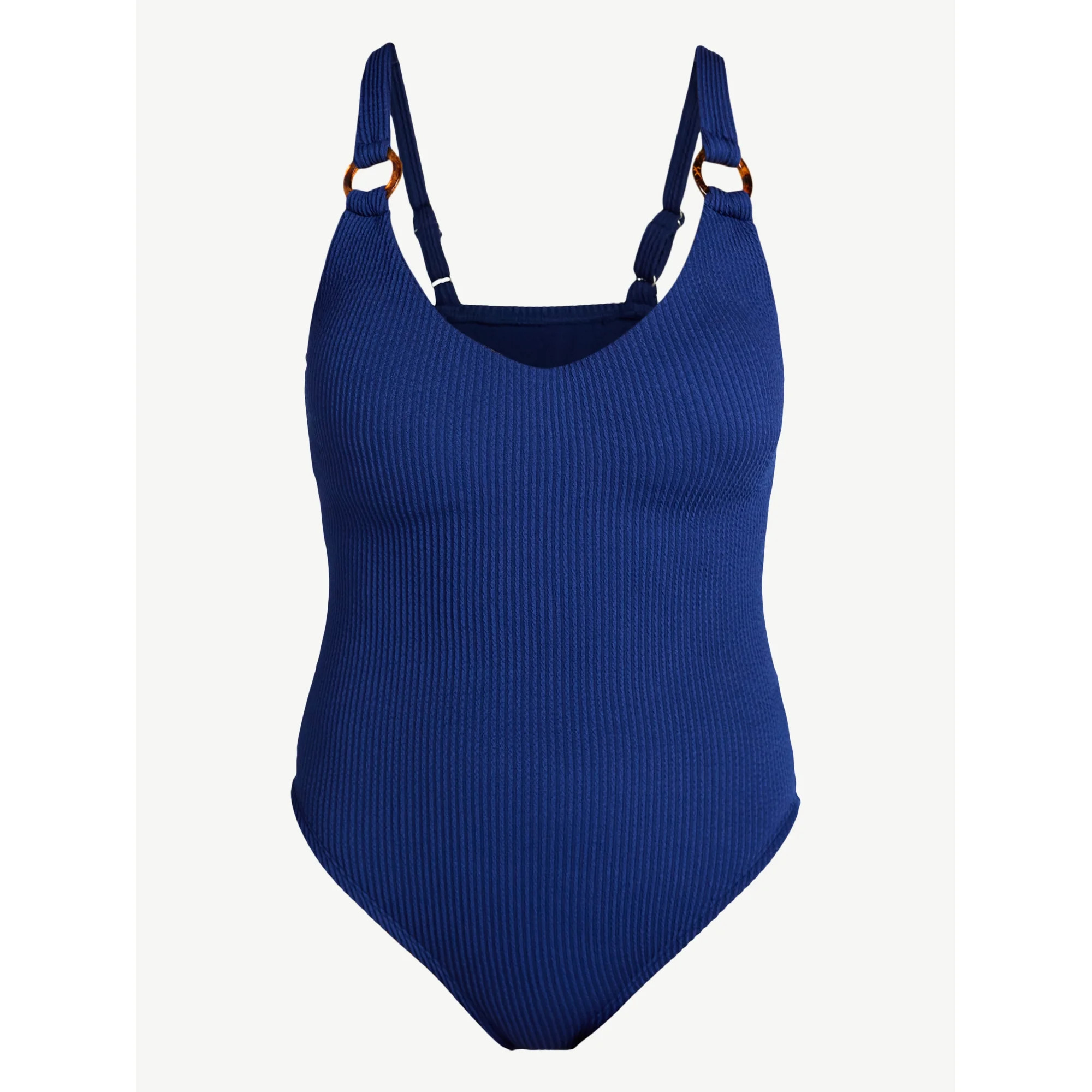 Time and Tru Women's and Women’s Plus Crinkle Plunge One-Piece Swimsuit, Sizes XS-3X | Walmart (US)