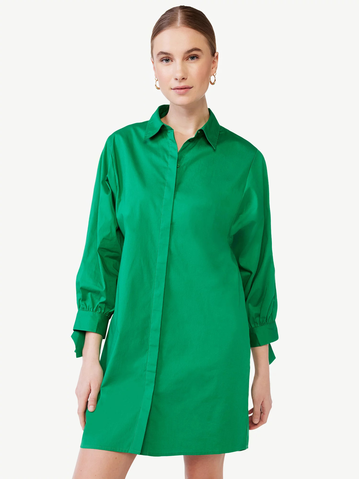 Scoop Women's Shirt Dress with Volume Sleeves | Walmart (US)