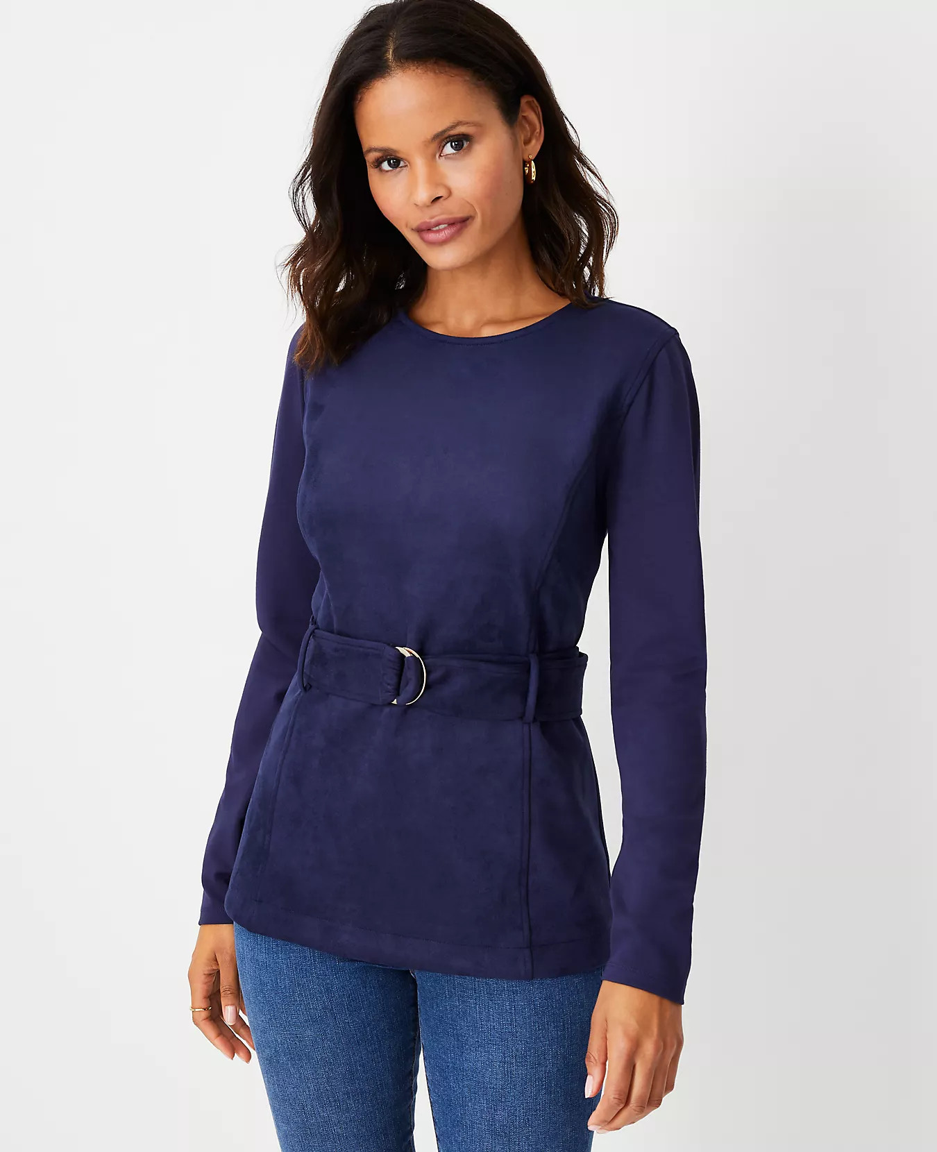 Faux Suede Tie Waist Top | Ann Taylor (US)