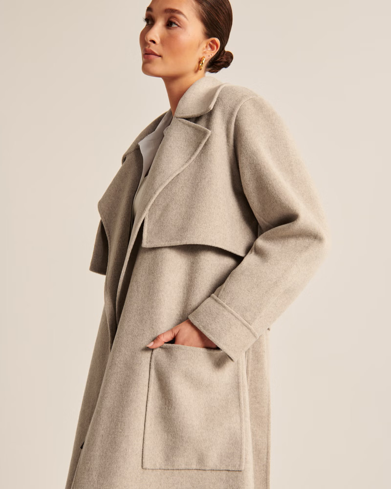 Elevated Double Cloth Trench Coat | Abercrombie & Fitch (US)