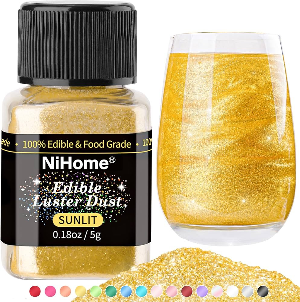 NiHome Edible Food-Grade Glimmer Powder Glitter Luster Dust Metallic Food Decorating Sprinkle Gli... | Amazon (US)