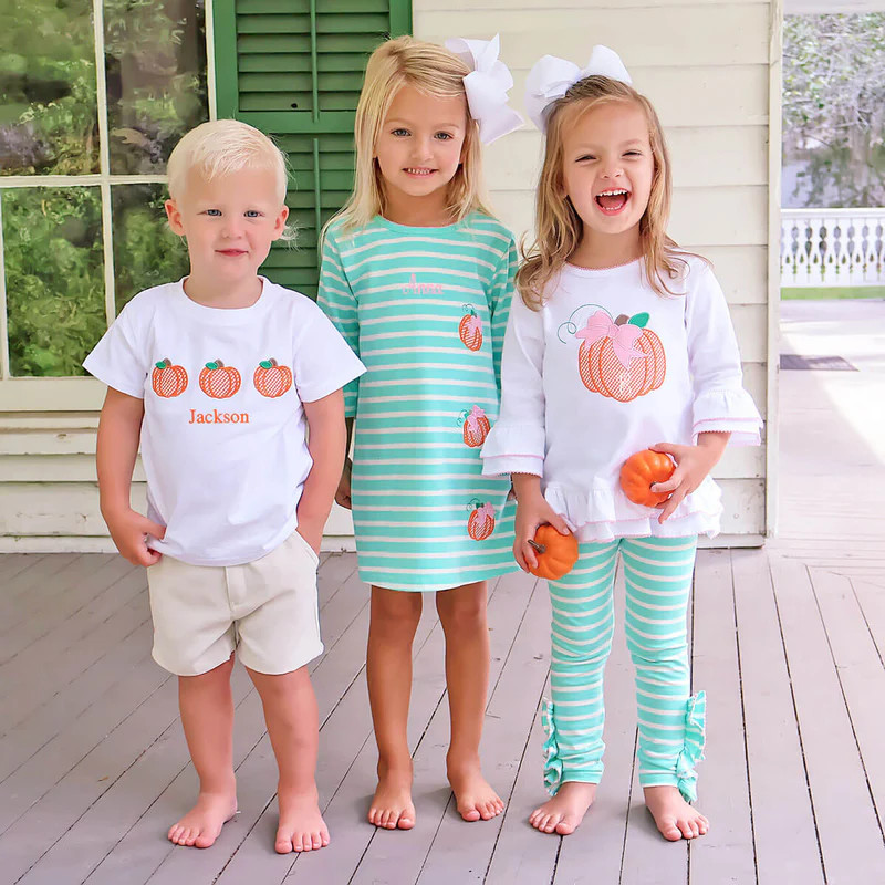 Pumpkin Trio White Short Sleeve Shirt | Classic Whimsy