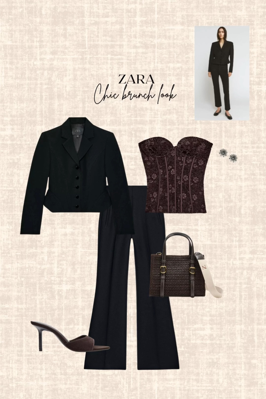 Zara chic brunch look! 

Blazer, pants, corset top, handbag, heels, earrings 

#LTKWorkwear #LTKSeasonal #LTKootd