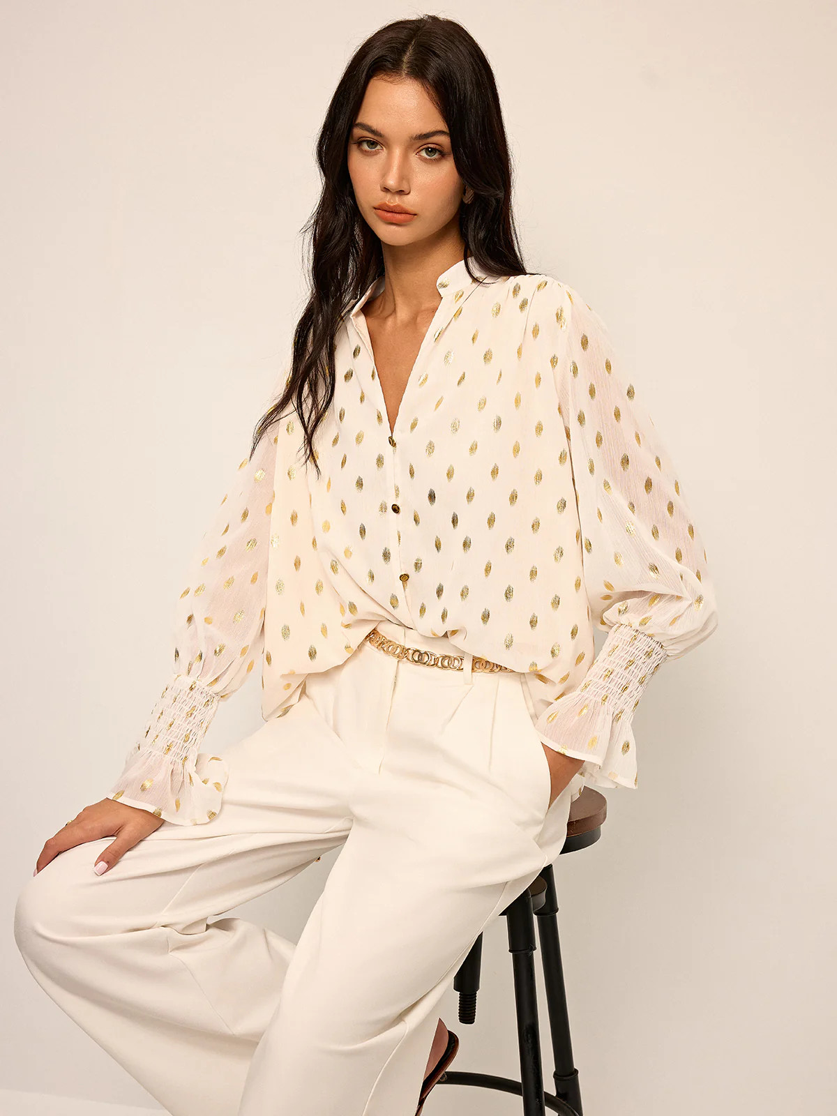 Polka Dot Chiffon Shirt | Commense