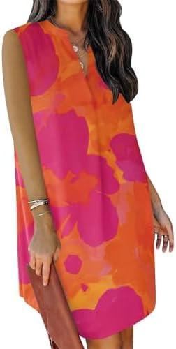 QACOHU 2025 Summer Dresses for Women Sleeveless Beach Floral Tshirt Sundress Casual Tank Dress S-... | Amazon (US)