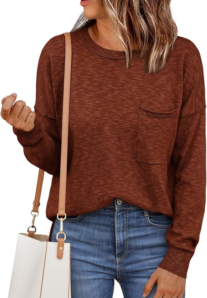 LILLUSORY Sweaters for Women Fall Outfits 2024 Crewneck Long Sleeve Tops Oversized Lightweight Wi... | Amazon (US)