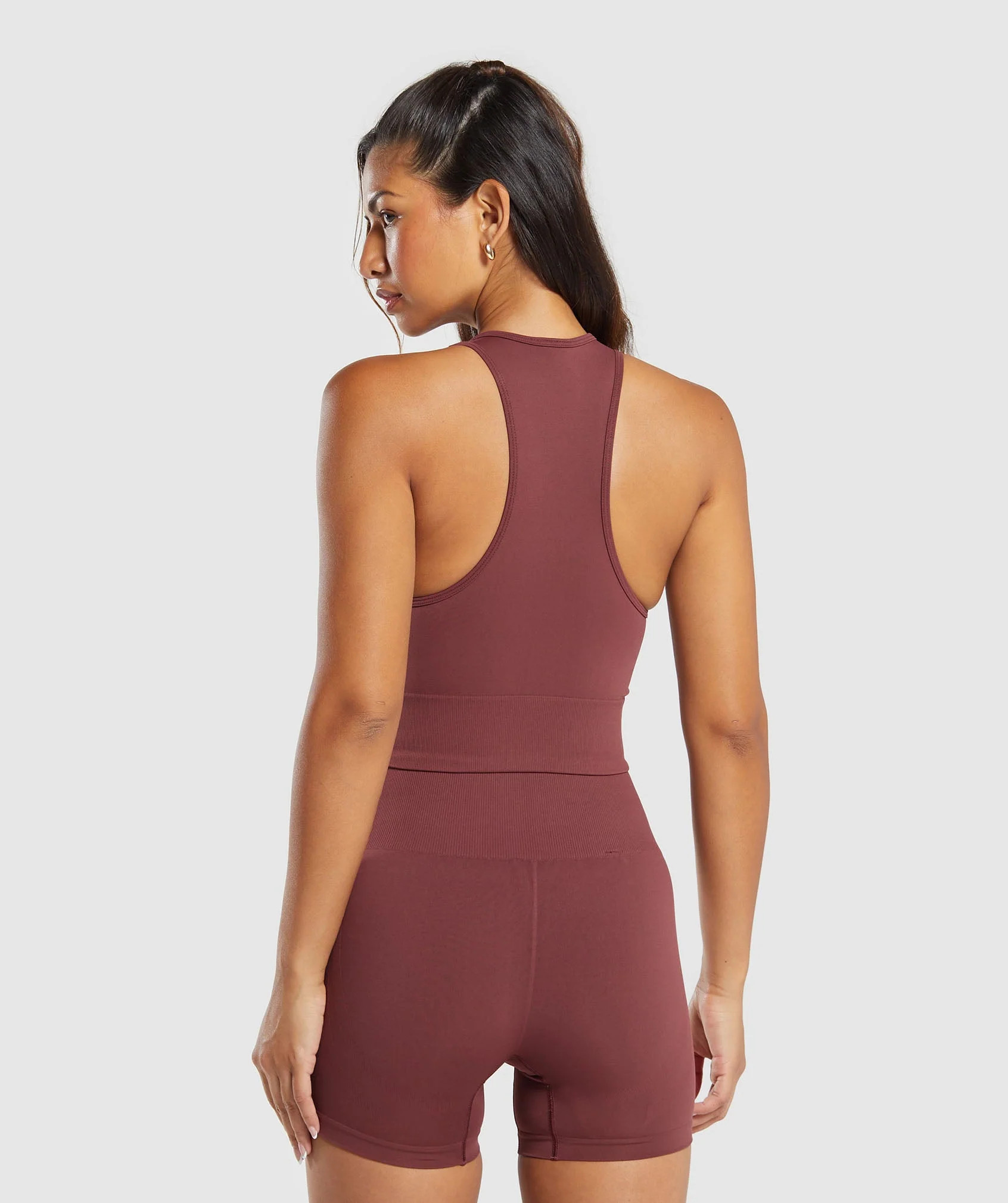Gymshark Everyday Seamless Crop Tank - Burgundy Brown | Gymshark US