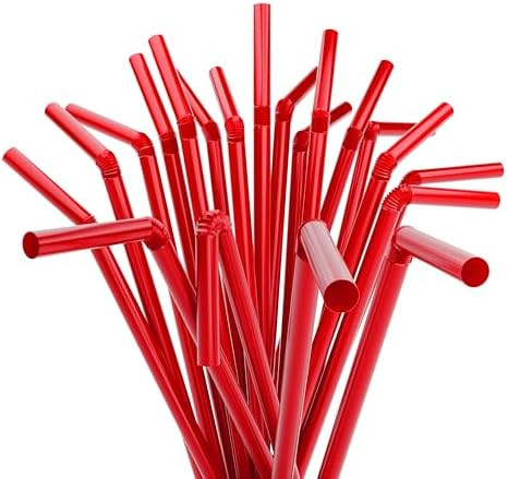 Flexible Plastic Drinking Straws - 7.75" x 0.23" (250, Red) | Amazon (US)