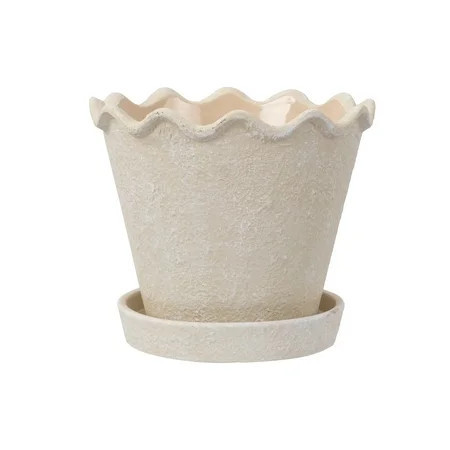 My Texas House Wave Ceramic Planter Pot, Cream, 8 inch | Walmart (US)