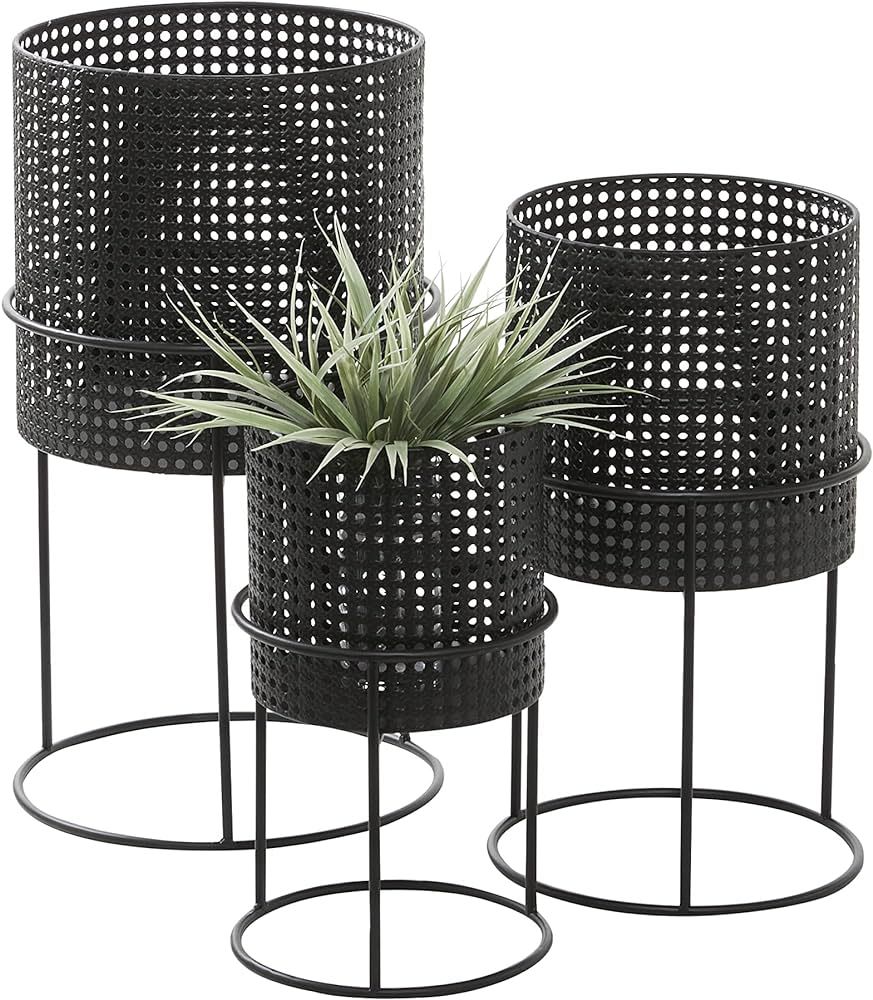 CosmoLiving by Cosmopolitan Metal Indoor Outdoor Woven Planter with Removeable Stands, Set of 3 2... | Amazon (US)