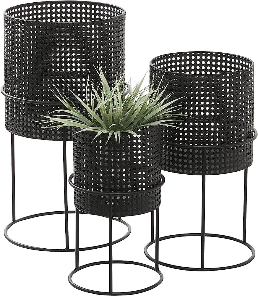 CosmoLiving by Cosmopolitan Metal Indoor Outdoor Woven Planter with Removeable Stands, Set of 3 2... | Amazon (US)