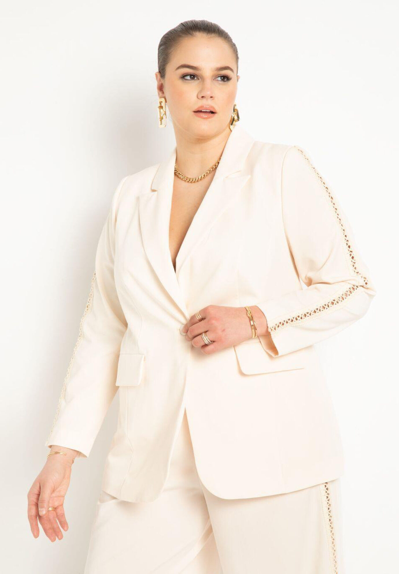 Crochet Detail Blazer | Eloquii