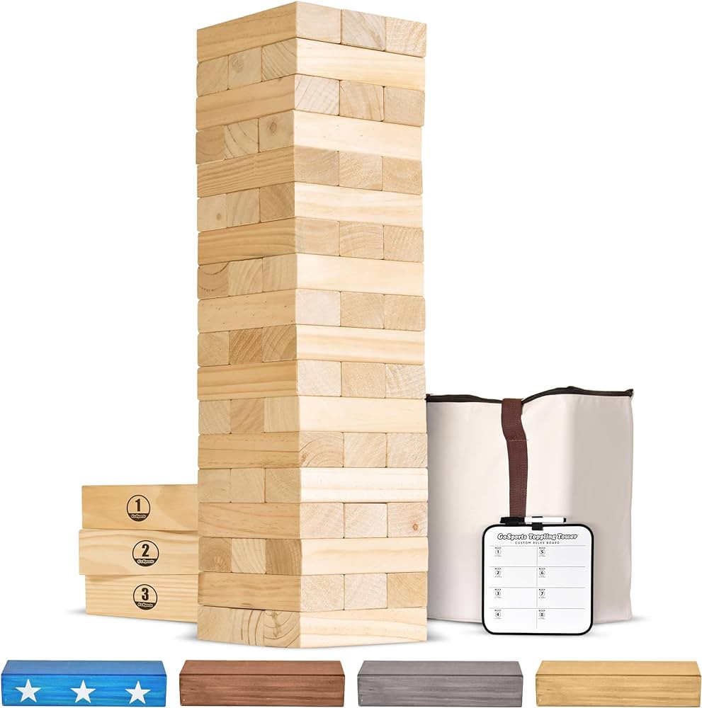 GoSports Giant Wooden Stacking Game - Stacks Up to 5 ft - Choose Brown Wood Stain, Gray, Natural,... | Amazon (US)