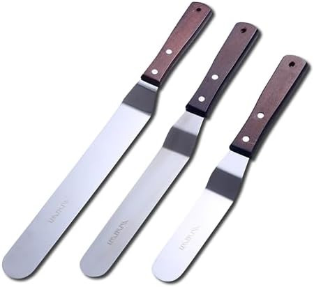 Cake Decorating Angled Icing Spatula Set of 6 8 & 10 Inch Wooden Handle Stainless Steel Offset Fr... | Amazon (US)