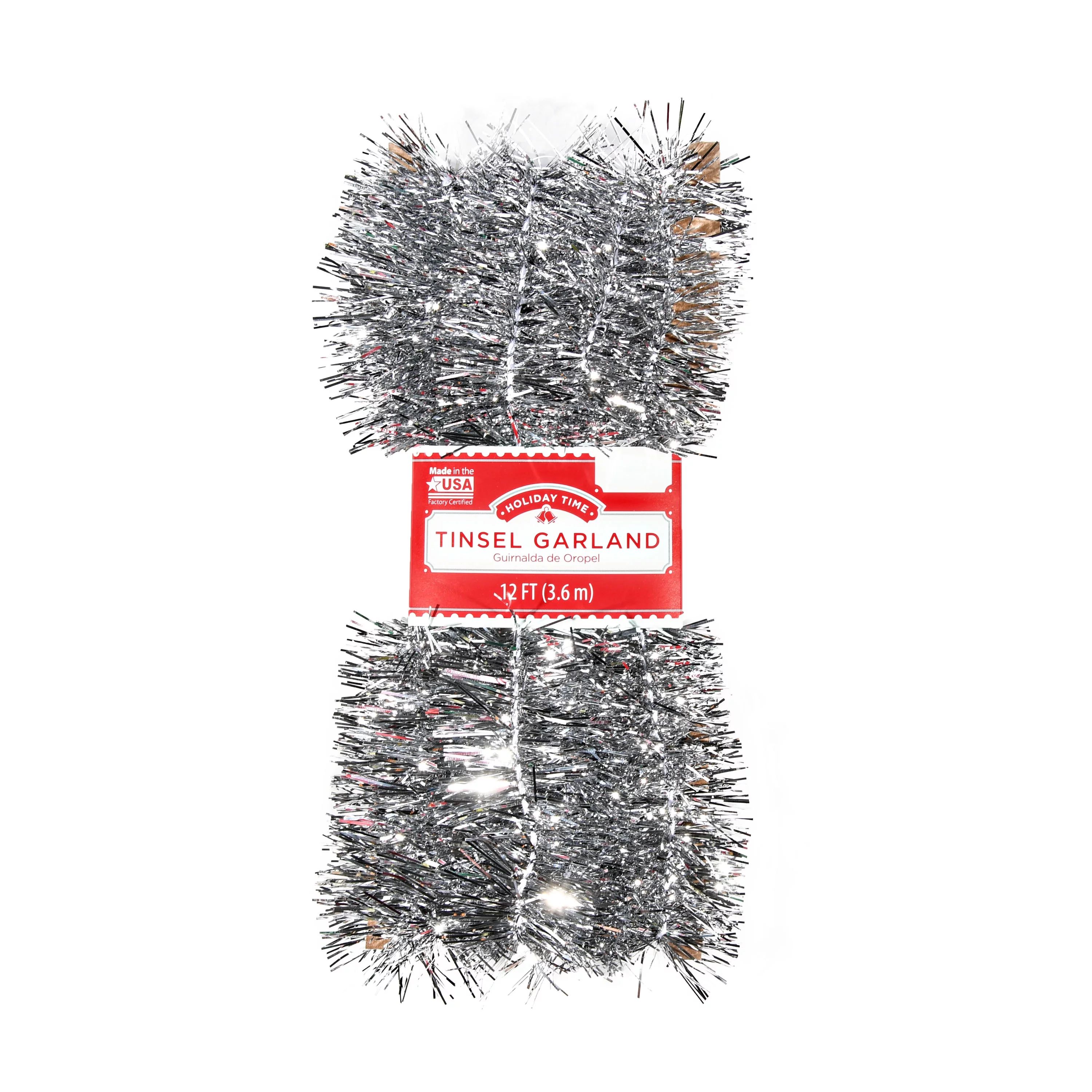 Holiday Time Silver Tinsel Garland | Walmart (US)