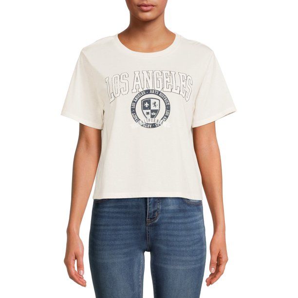 Social Edition Women's Juniors' Cropped LA Graphic T-Shirt | Walmart (US)