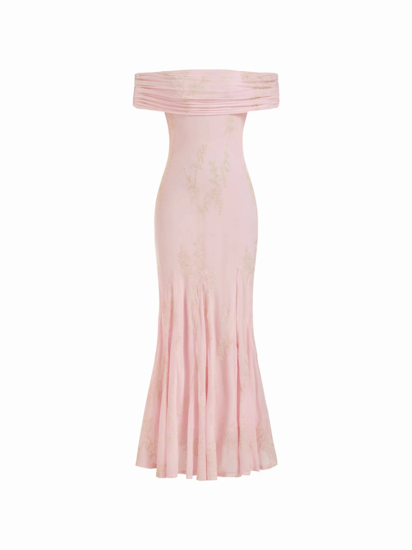 Satin Sculptural Ruched Off-shoulder Mermaid Maxi Dress CHF 39.90 | Cider
