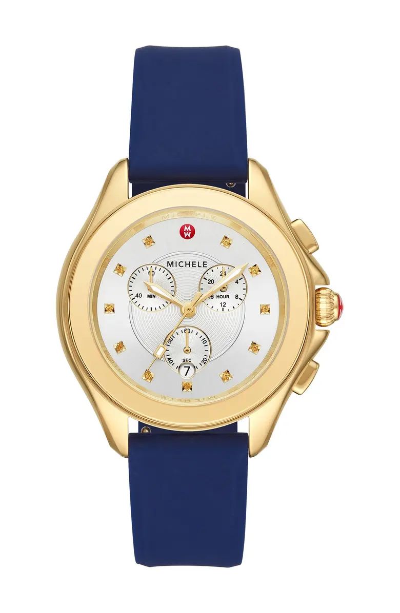 Women's Cape Yellow Topaz Navy Silicone Strap Watch, 40mm | Nordstrom Rack