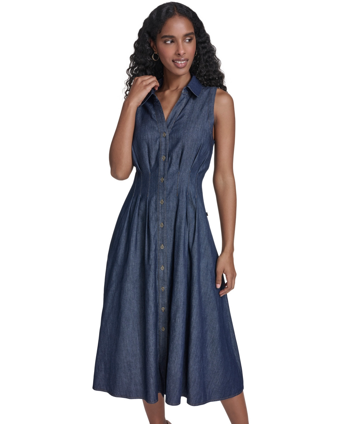 Tommy Hilfiger Women's Collared Neck Shirt Dress - Dark wash | Macy's