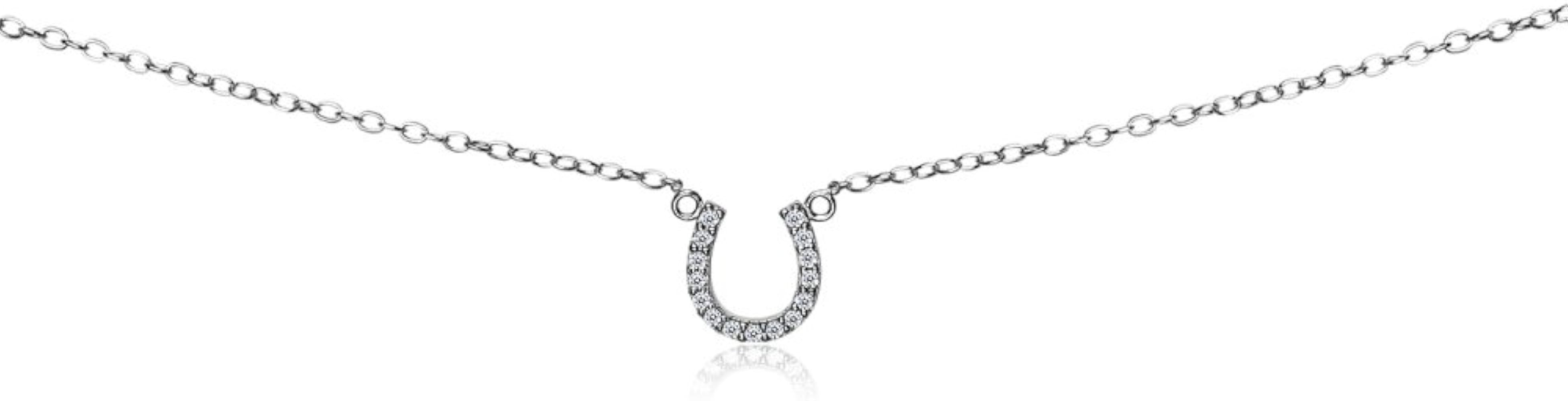 B. BRILLIANT Sterling Silver Necklace for Women Short Cubic Zirconia Horseshoe Necklaces for Stac... | Amazon (US)