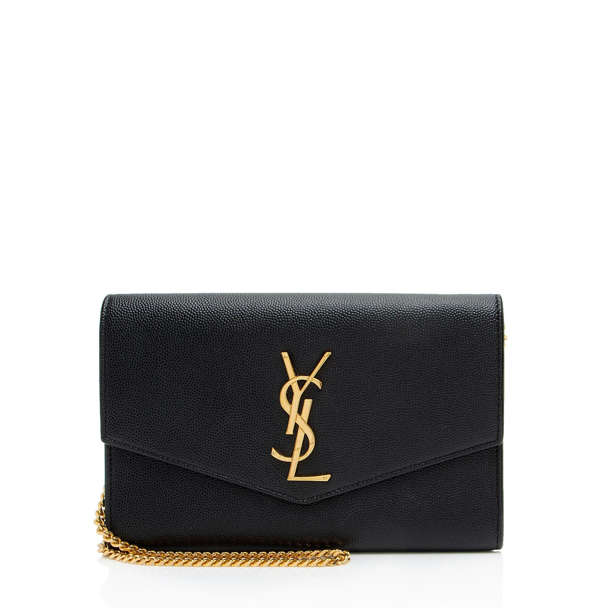 Pre-Owned Saint Laurent Grain De Poudre Monogram Uptown Chain Wallet | Walmart (US)
