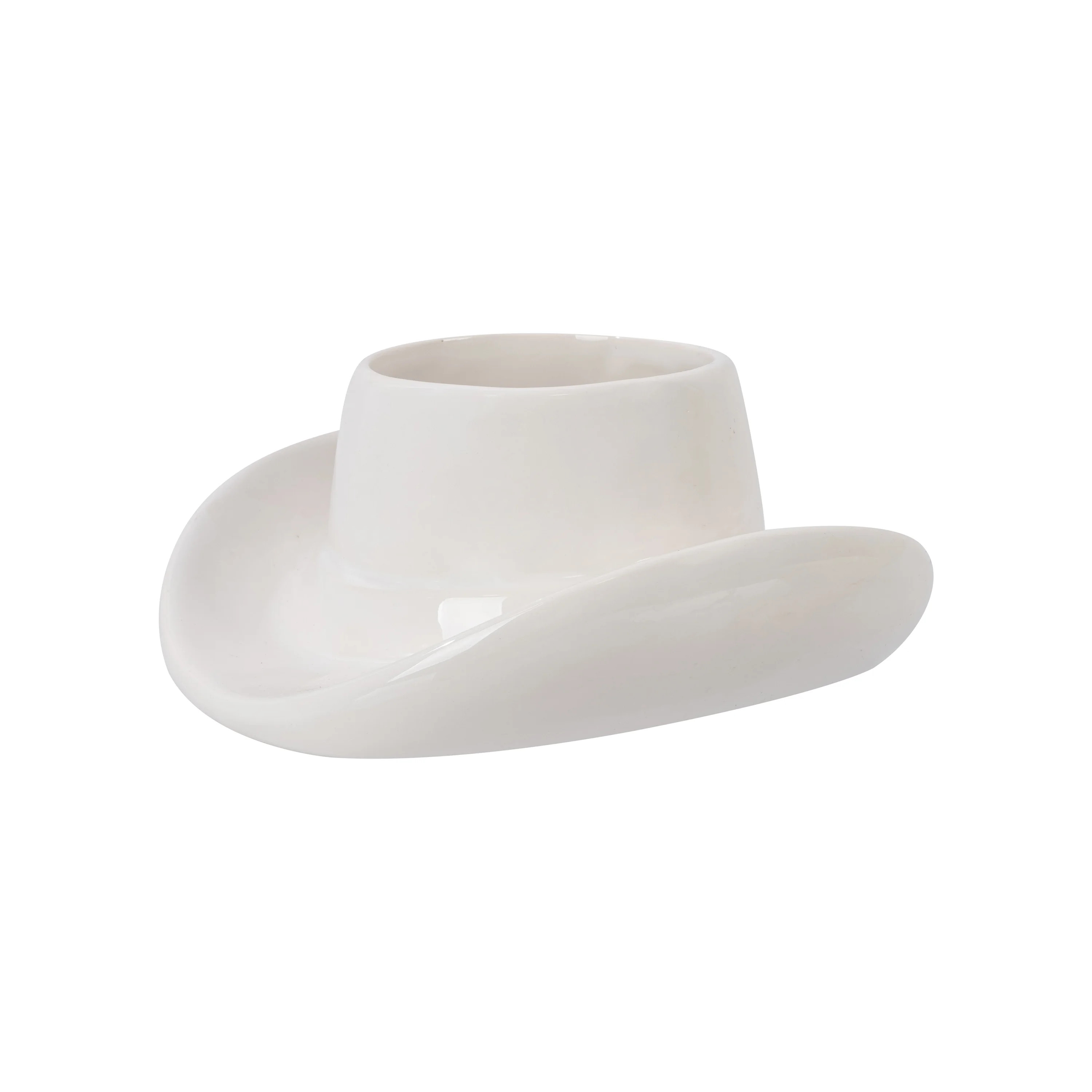 Mainstays 6.8" x 7.1" x 3.2" Round White Ceramic Cowboy Hat Planter | Walmart (US)