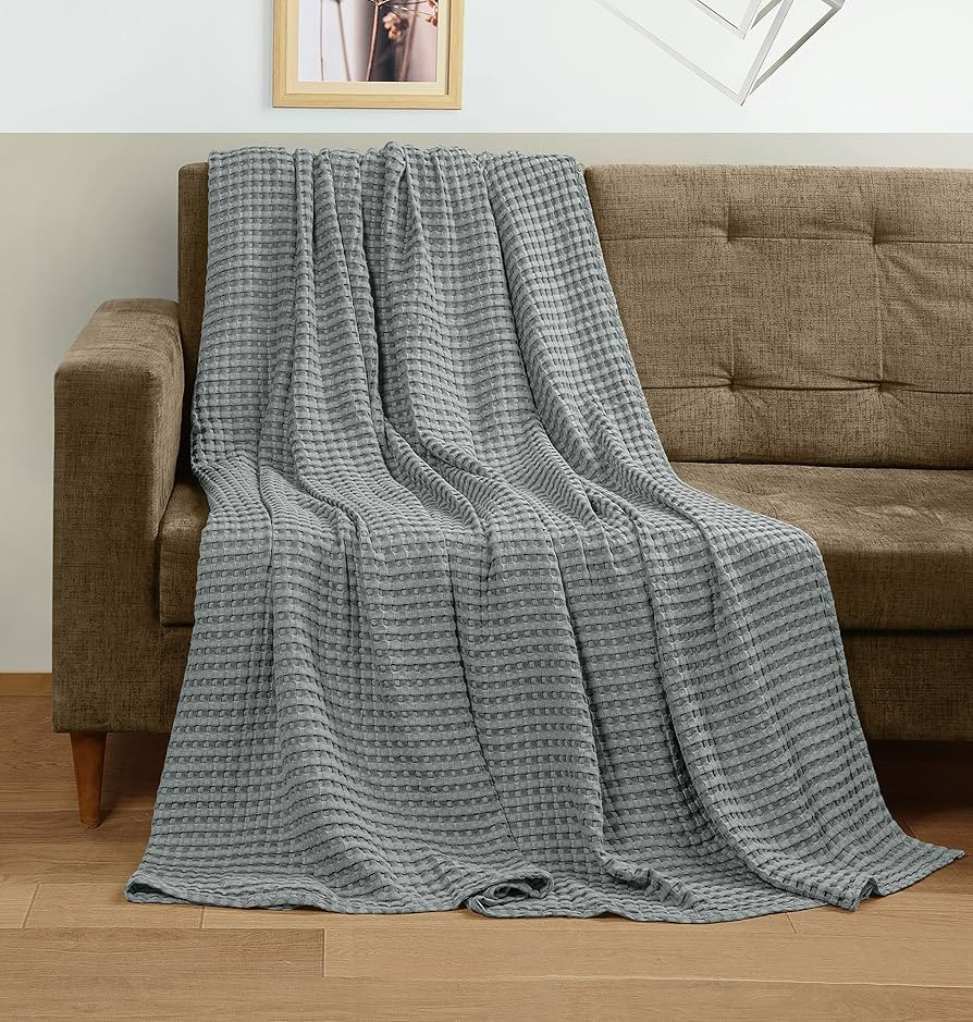 Utopia Bedding Cool Grey 100% Cotton Waffle Blanket 300 GSM [Throw - 50x60 Inch] Soft Lightweight... | Amazon (US)