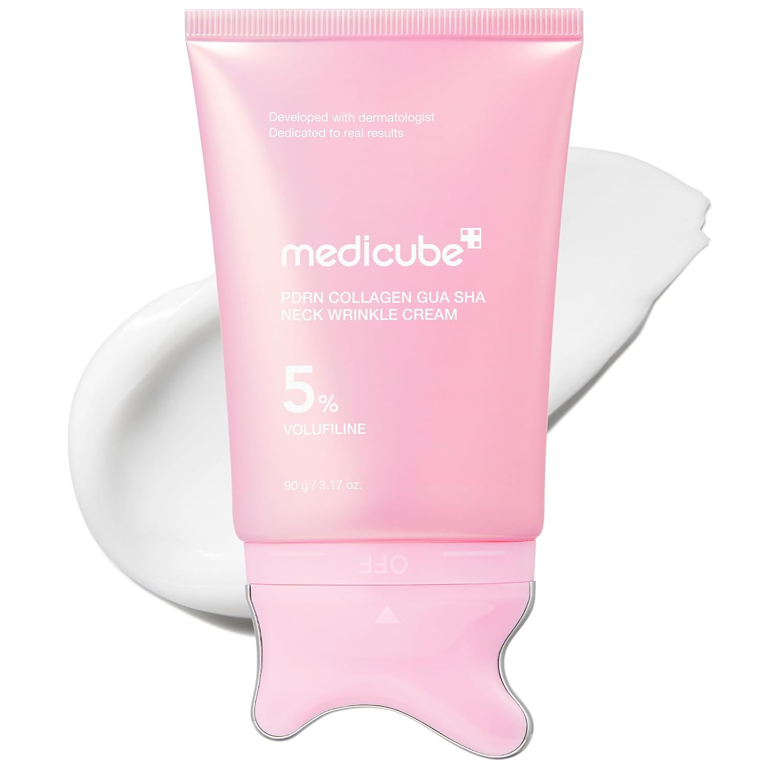 medicube PDRN Collagen Gua Sha Neck Wrinkle Cream | Built-In Gua Sha Massager with Volufiline 5% | Firming, Contour Care for the Look of Fine Lines, Jawline, Neck, Décolleté | Korean Skincare, 3.17 oz | Amazon (US)