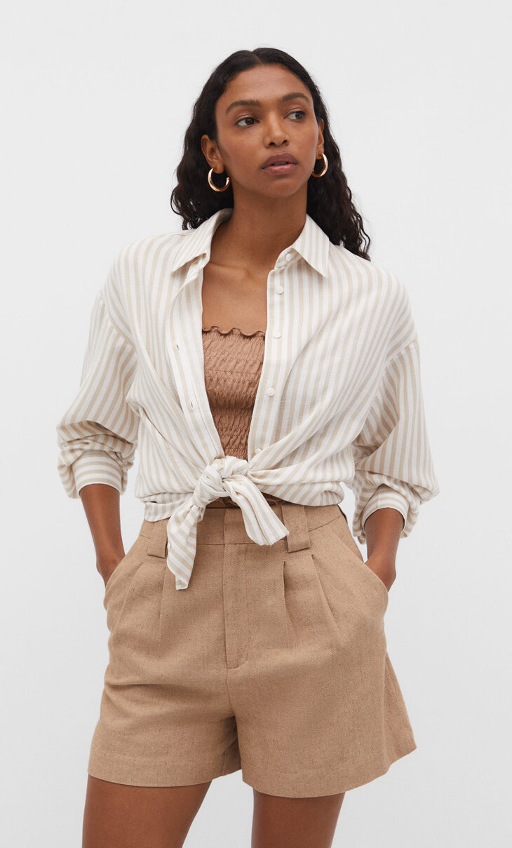 Blouse van linnenmix | Stradivarius (NL)