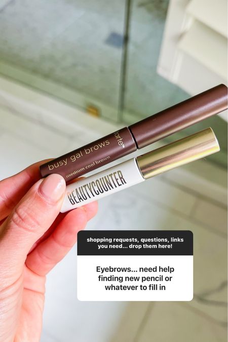 Beautycounter Brilliant Brow Gel – If you’re new to filling in your brows, this is a great option since it’s the easiest formula to apply of all the ones I’ve used. Choose a shade the same color as or lighter than your haircolor and use a light touch. I use the shade Neutral Deep Brown.

Tarte Busy Gal BROWS Tinted Brow Gel – This is a little harder to use than the Beautycounter one since the formula is a little wetter, but you can be more precise with the tiny brush. I tend to grab this one since I like the precision but if I am in a hurry, I use the Beautycounter one. I use the shade Medium Cool Brown.