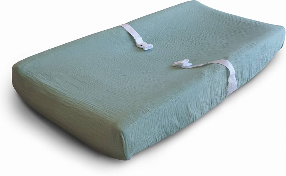 mushie Extra Soft Muslin Fitted Changing Pad Cover (Roman Green) | Amazon (US)