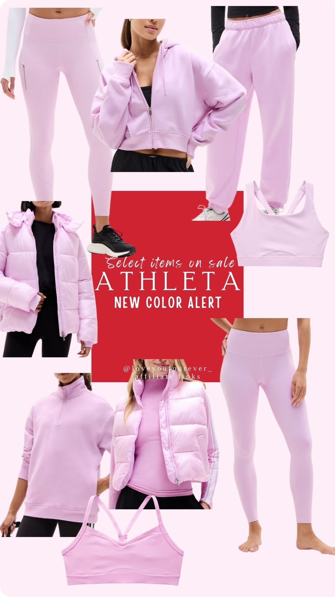Athleta new color alert. Pink! Leggings, puffer vests and jackets, sports bras, quarter zip, and sweatpants. Loungewear great for lazy days when you want to look put together and also for exercise. Select colors on sale!

#LTKootd #LTKActive #LTKSaleAlert