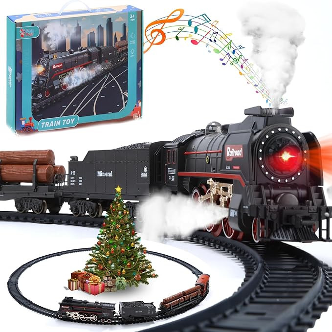 Electric Train Set with Smoke, Sound and Lights, Track Toy for Toddlers and Kids, Birthday Gift f... | Amazon (CA)